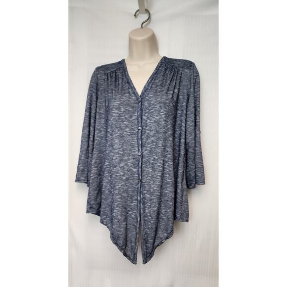 Max Studio Button Down & Tie Blouse Color Blue Size Large - Picture 5 of 10